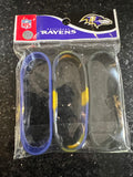 three adult-sized wristbands featuring the Baltimore Ravens NFL team logo, designed by Forever Collectibles for fans of the National Football League