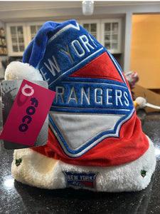 New York Rangers plush NHL team logo adult Santa hat by Forever Collectibles