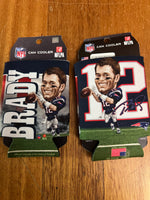 Tom Brady New England Patriots 12 oz 2-sided can cooler Koozie caricature version rare