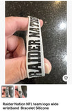 Raider Nation NFL team logo wide wristband Bracelet Silicone.