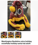 Washington Redskins team logo retro holiday snowflake holiday santa hat adult.