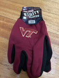 Virginia Tech Hokies adult size utility gloves.