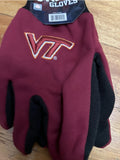 Virginia Tech Hokies adult size utility gloves.