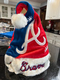 Atlanta Braves MLB Team Logo Plush Swirl Adult Santa Holiday Hat by Forever Collectibles