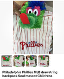 Philadelphia Phillies lovable mascot MLB stylish drawstring backpack
