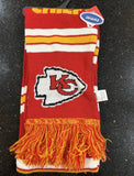 Kansas City Chiefs plush team logo scarf. This 65-inch scarf features the team's logo on both sides