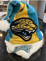 Jacksonville Jaguars team logo colorblock plush adult size Santa hat.
