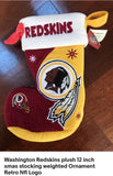 Washington Redskins plush 12 inch xmas stocking weighted ornament featuring the retro NFL logo.