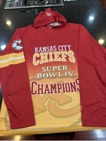 Kansas City Chiefs Super Bowl 6 Champions NFL Hooded T shirt Size mens made by foco.
100% polyester.