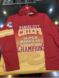 Kansas City Chiefs Super Bowl 6 Champions NFL Hooded T shirt Size mens made by foco.
100% polyester.