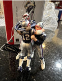 New England Patriots rare retro team celebration Xmas ornament featuring Tom Brady and Tedy Bruschi.