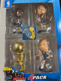 mini bobblehead set featuring Dirk Nowitzki of the Dallas Mavericks, a team that won the NBA championship in 2011.