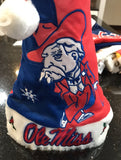 Ole Miss NCAA plush team logo xmas santa hat adult.