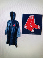Boston Red Sox MLB team logo adult reusable rain jacket poncho with carry case