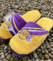 Los Angeles Lakers NBA Team Logo stripe plush mens slippers 

New with tags