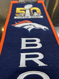 Denver Broncos Super Bowl 50 winning Streak enbroitered heritage banner