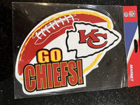 Chiefs retro Nfl large car 8.5 inch magnet thematic.

Measures 8” by 6”

Made by Foco