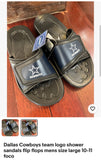 Dallas Cowboys team logo shower sandals flip flops mens size foco.