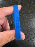set of three adult wristbands bracelets featuring the Buffalo Bills NFL team logo and colors.