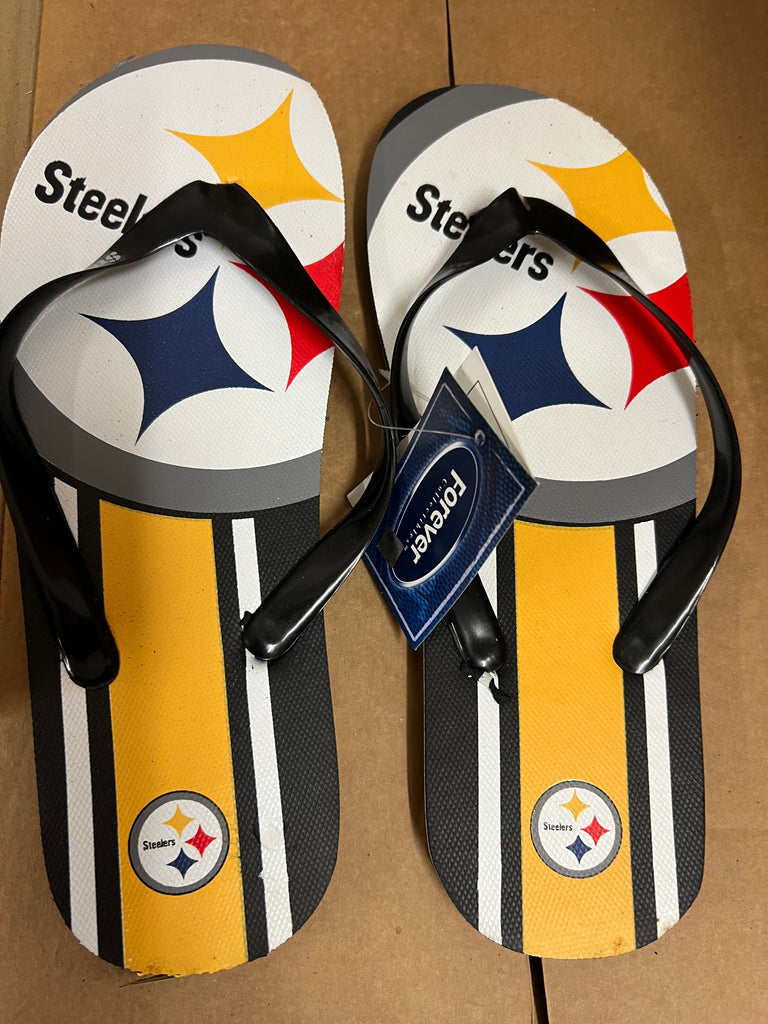 Pittsburgh Steelers NFL team logo mens size flip Flops