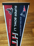full size pennant featuring players from both the Atlanta Falcons and the New England Patriots, specifically Matt Ryan and Tom Brady.