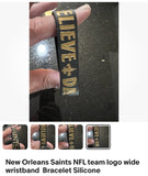 New Orleans Saints NFL team logo wide wristband silicone Bracelet. Slogan