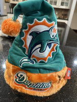 Miami Dolphins plush NFL big logo holiday aqua solid color Santa hat.

New with tags