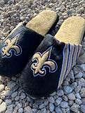 New Orleans Saints NFL mens stripe plush slippers foco.