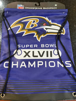 Baltimore Ravens Super Bowl Champions Commerative draw string backpack