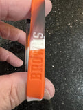Cleveland Browns silicone team colors wristband bracelet 3 pack.

Team colors used one orange one black and one tie dye