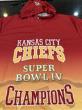 Kansas City Chiefs Super Bowl 6 Champions NFL Hooded T shirt Size mens made by foco.
100% polyester.