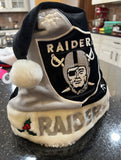 Raiders NFL team logo plush holiday Santa hat swirl design foco