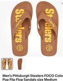 Pittsburgh Steelers Foco Color Pop Mens size flips flop sandals