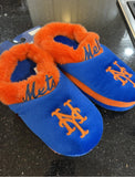 New York Mets Mens MLB team logo plush slippers These Run