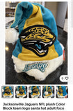 Jacksonville Jaguars team logo colorblock plush adult size Santa hat.
