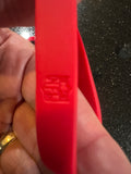 set of three adult wristbands bracelets featuring the Buffalo Bills NFL team logo and colors.