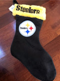 Pittsburgh Steelers NFL team logo18 inch solid black plush xmas stocking.