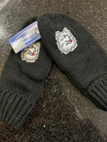 UConn Huskies plush stylish black knit team logo mittens