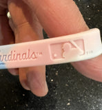 St. Louis Cardinals 3pk silicone adult wristbands. Contains 3 different wristband 1 pink 1 baby blue with one being tie die.
