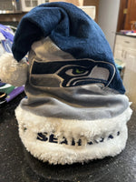 Seattle Seahawks adult size plush Nfl logo Holiday Santa hat