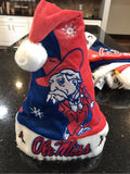 Ole Miss NCAA plush team logo xmas santa hat adult.