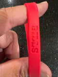 set of three adult wristbands bracelets featuring the Buffalo Bills NFL team logo and colors.