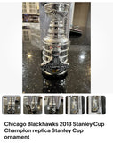 Chicago Blackhawks 2013 Stanley Cup Champion replica Stanley Cup ornament.