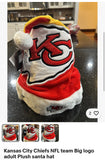 Kansas City Chiefs holiday adult plush santa hat featuring the team's big logo