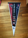 full size pennant featuring players from both the Atlanta Falcons and the New England Patriots, specifically Matt Ryan and Tom Brady.