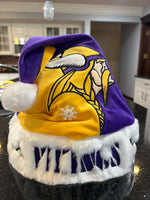 Minnesota Vikings NFL team logo plush Santa holiday hat adult size