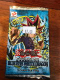 Konami 2002 Yugioh Card Game Legend of­ Blue Eyes White Dragon Booster Packs.  Sealed and unweighed.one pack