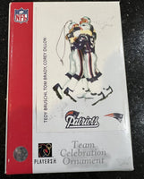 New England Patriots rare retro team celebration Xmas ornament featuring Tom Brady and Tedy Bruschi.