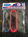 Boston Red Sox MLB Adult Mylar Wristbands Bracelets 3pk is a set of three wristbands featuring the iconic Boston Red Sox team logo and colors. Officially licensed by Major League Baseball (MLB)
