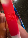 set of three adult wristbands bracelets featuring the Buffalo Bills NFL team logo and colors.